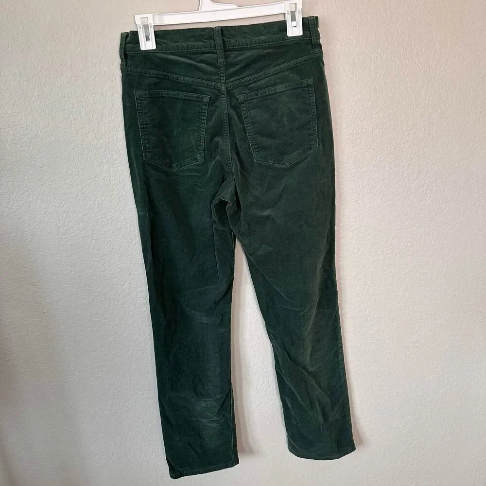 J.Crew Re-Imagined Corduroy Pants 27 Green High Rise Straight Toothpick Fall